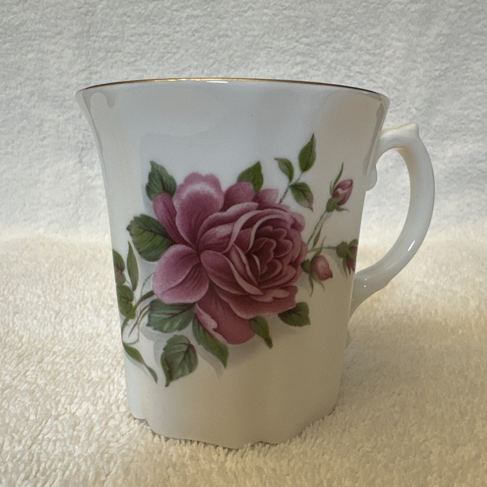 ROYAL GRAFTON Bone China Coffee Tea Cup Mug Pink Flowers Gold Trim 3 x 3.5"